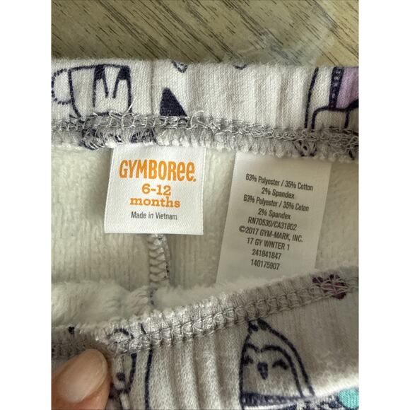 Gymboree 6-12 M Animals In Winter Clothes And Hearts Pull On Fleece Lined Pants - Picture 4 of 6